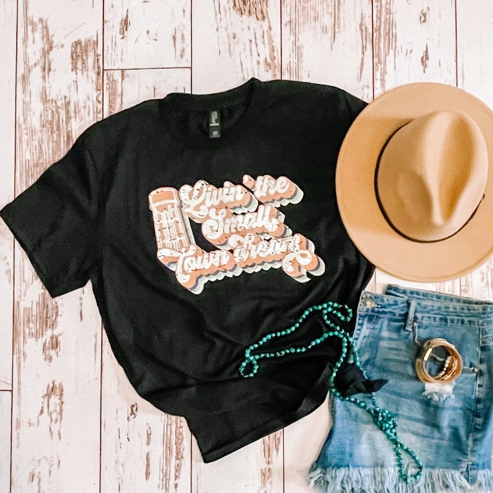 ladies graphic tee | Small Town Dream - Black
